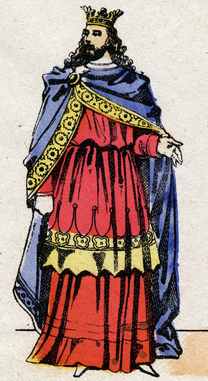 Dynastie mérovingienne : Portrait de Childéric III (714-755) roi des Francs de 743 à 751. Imagerie d
