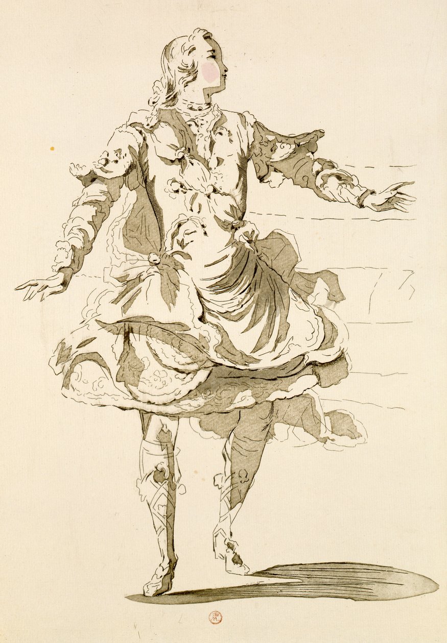 Monsieur Jeliotte en Pygmalion, dans Pygmalion, un livret de Lamotte, composé par Jean-Philippe Rameau (1683-1764) 1748 (gravure en couleur) - French School
