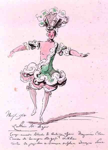 Monsieur Leger en Zéphyr, dans Nais, un livret de Cahusac, composé par Jean-Philippe Rameau, 1764 - French School