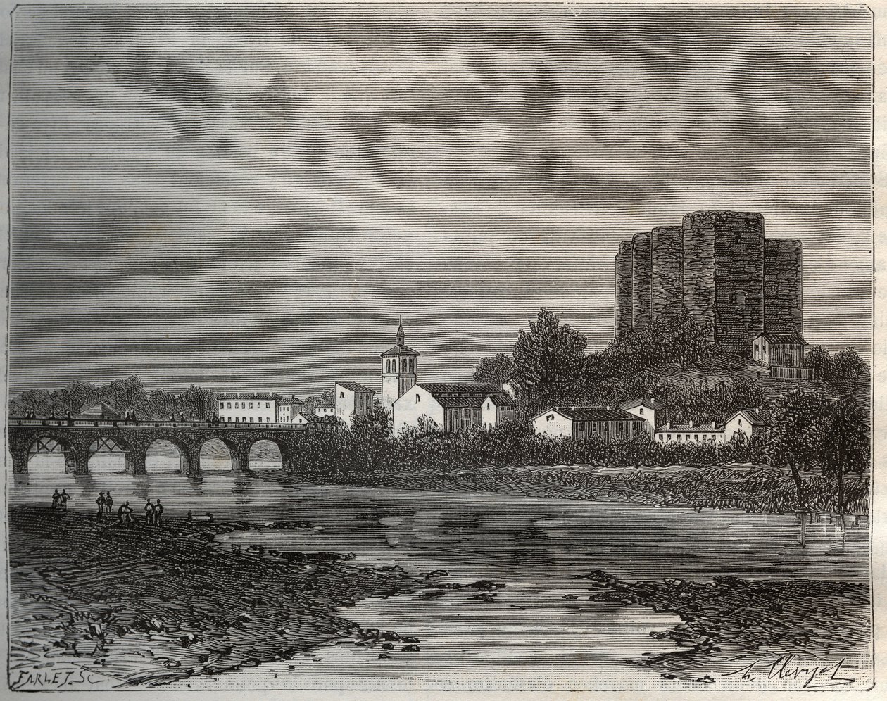 Montrond-les-Bains (Montrond les Bains) département de la Loire dans la région Rhône-Alpes - gravure dans « La France illustrée : géographie, histoire, administration statistique » par V.-A. Malt-Brown. 1884 - French School