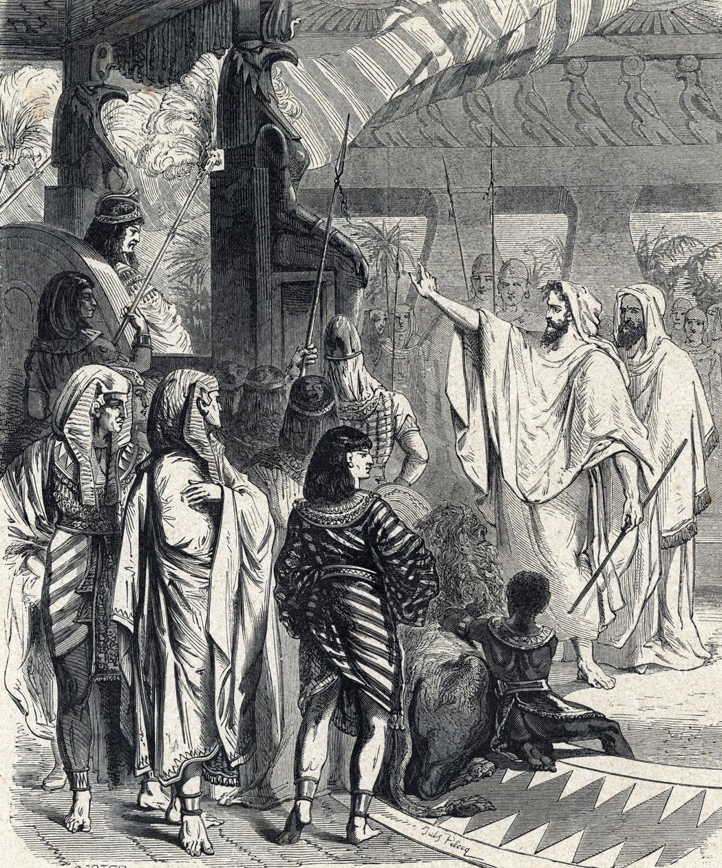 Moïse et Aaron visitant le pharaon, gravure de 