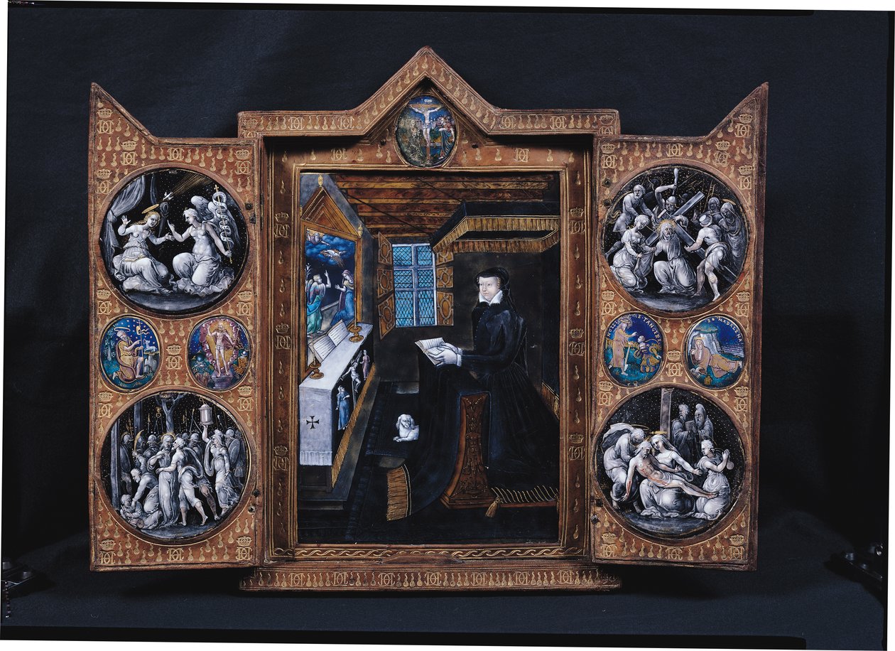 Cabinet de deuil avec scènes de la vie du Christ et attributs de Henri II (1519-59) et Catherine de Médicis (1519-89) - French School