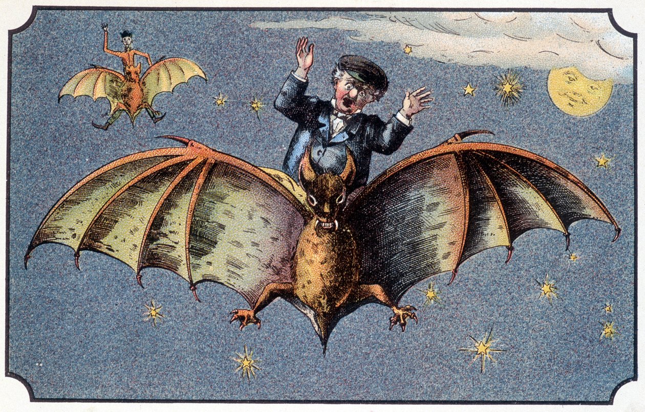 M. Baboulifiche chevauchant une chauve-souris dans l