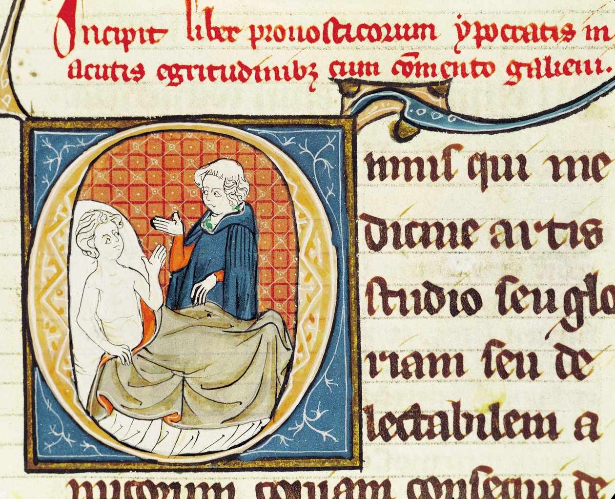 Ms 1003 fol.79 Un docteur diagnostiquant un patient, de Oeuvres de Galien par Claudius Galenus (c.130-c.201) - French School