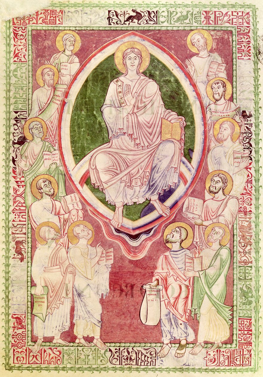Ms 132 fol.2r Christ avec les douze petits prophètes, de Explanatio in Prophetas et Ecclesiasten par Saint Jérôme, de l