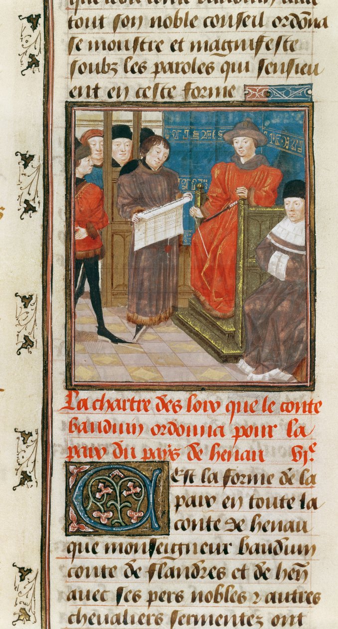 Charte des Lois que le Comte Baudouin VI de Hainaut ordonne pour la paix du pays de Hainaut - French School