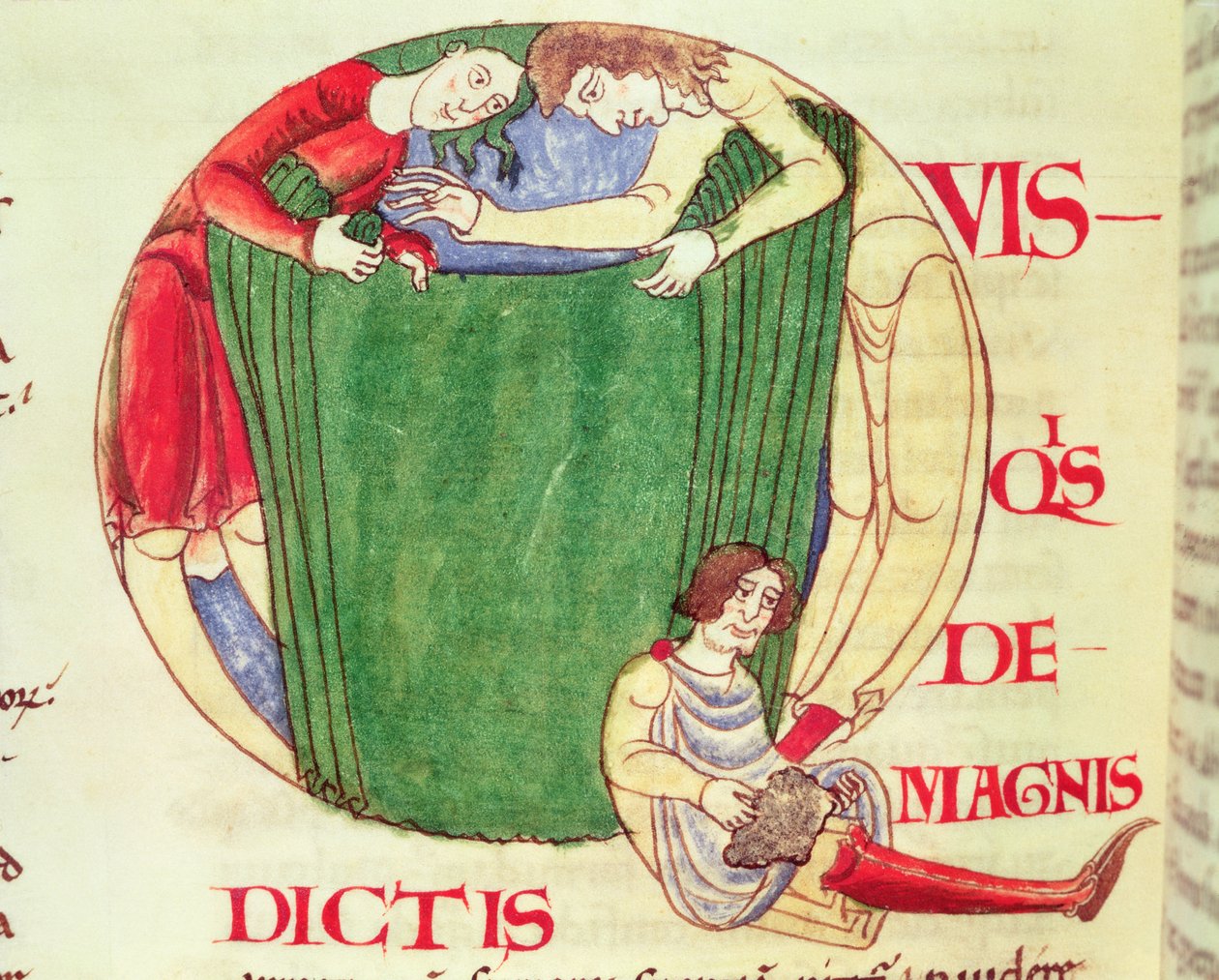 Initiale historiée Q représentant des drapiers, de Moralia in Job par le pape Grégoire le Grand, École bourguignonne - French School