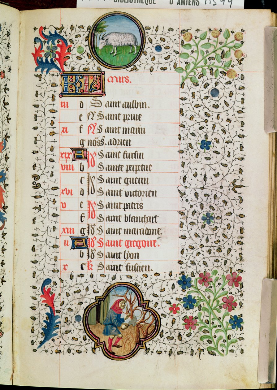 Ms 19 mars : Bélier et un homme abattant des arbres, d