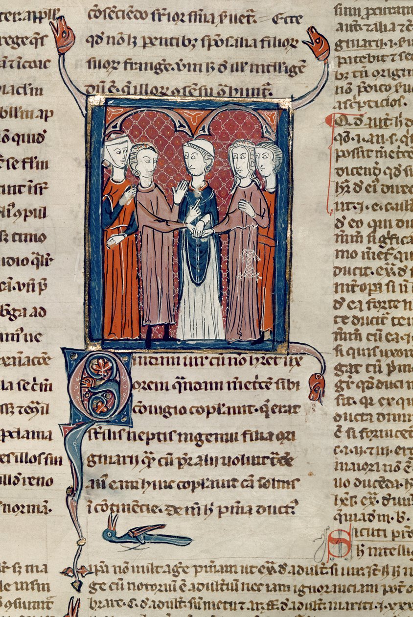 Ms 372 fol.168 Une scène de mariage, des Décrets de Gratien - French School