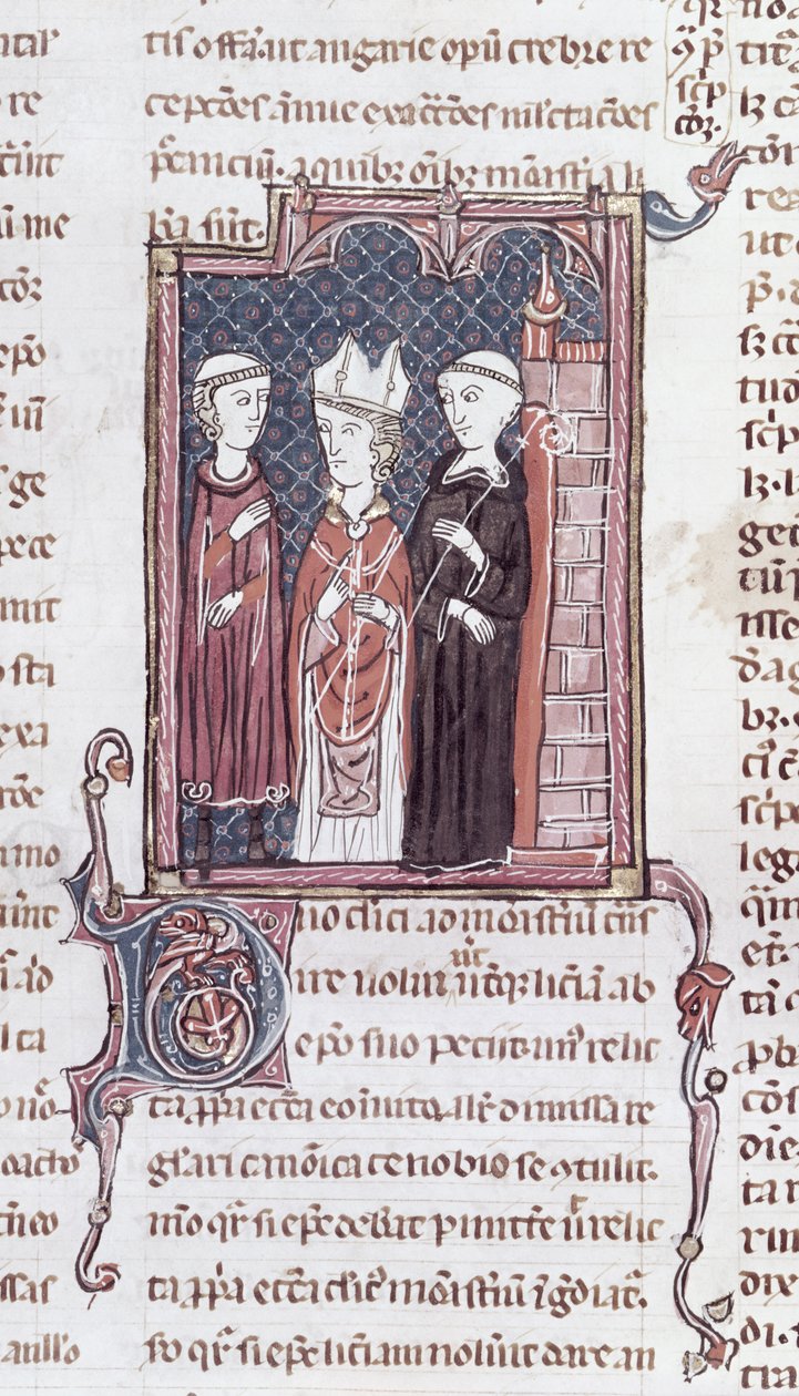 Ms 373 fol.51v Un moine, un évêque et un abbé, des Décrets de Gratien - French School
