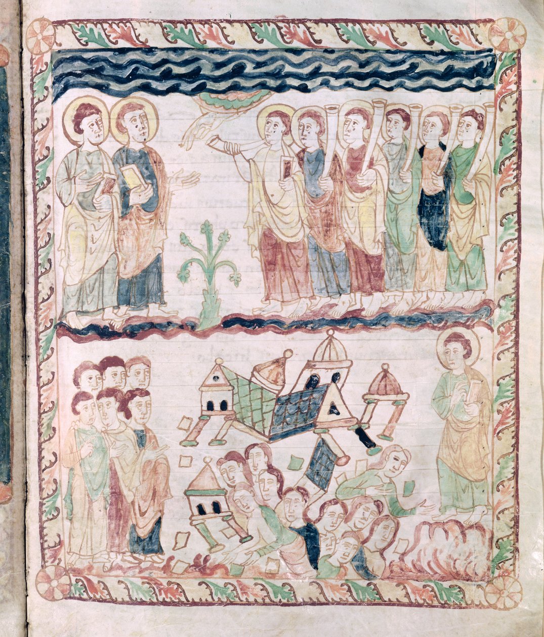 Ms 386 fol.25r Anges avec trompettes et la terre tremblante, de l