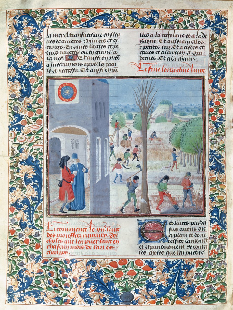 Ms 5064 f.299v Occupations pour chaque mois de l
