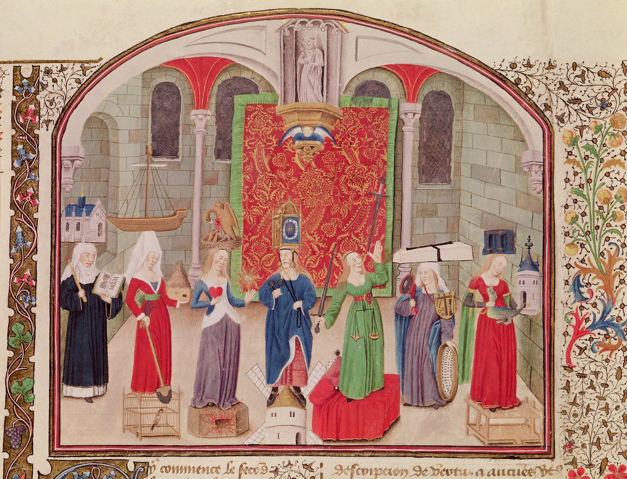 Ms 927 Fol.17v Vertus théologales et cardinales, de l
