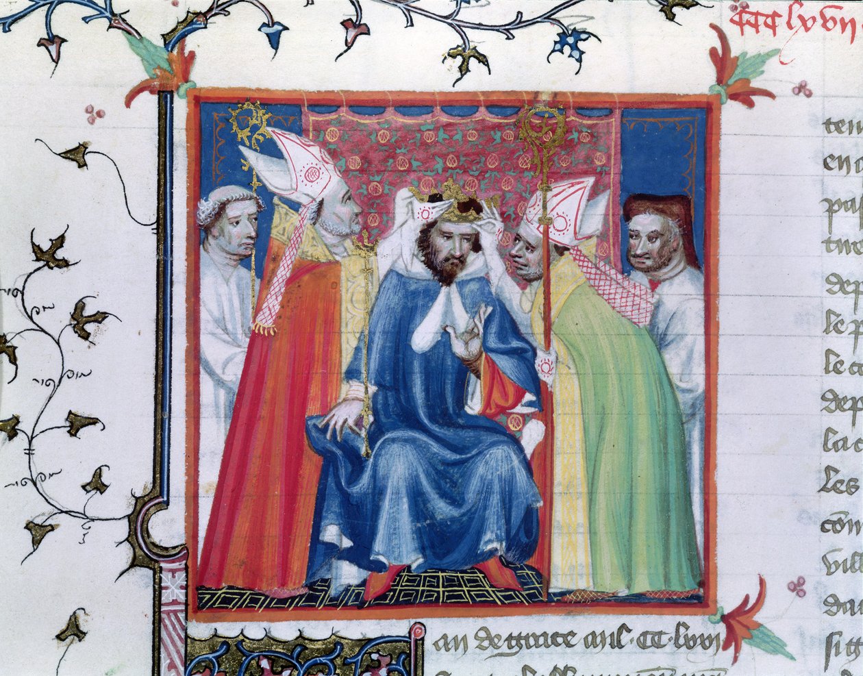 Ms. Fr. 2608 fol.335v Couronnement de Philippe III (1245-85), des Grandes Chroniques de France, vers 1400 - French School