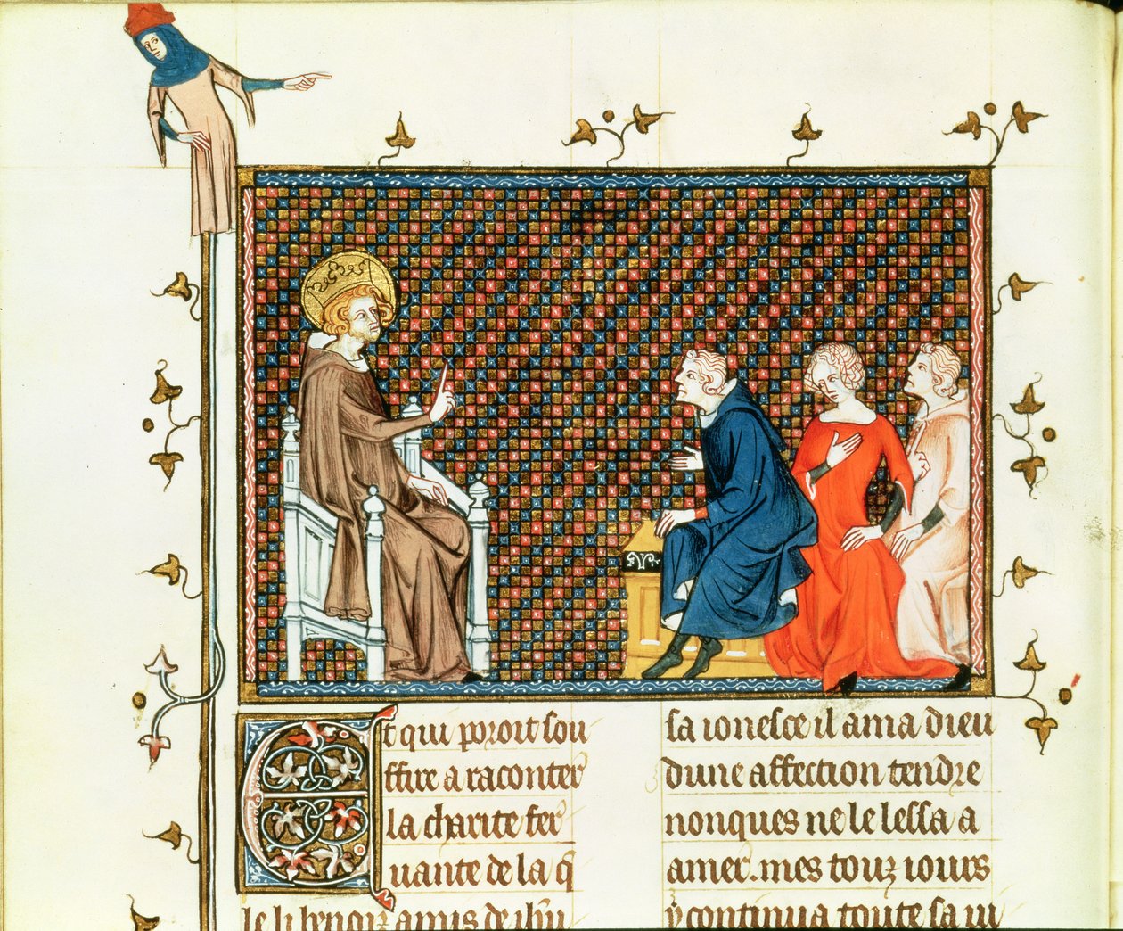 Saint Louis enseignant à ses enfants, de la Vie et Miracles de Saint Louis, c.1330-40 - French School