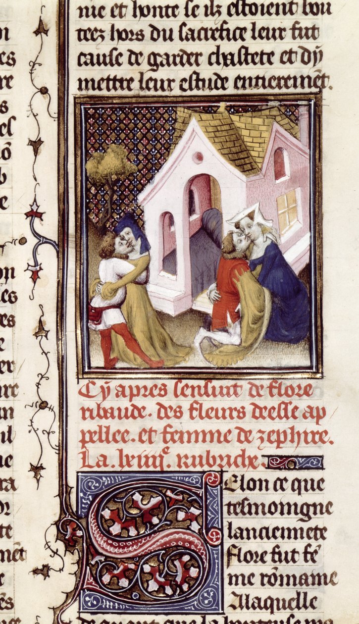 Prostituées avec des clients, de Des Claires et Nobles Femmes, par Giovanni Boccaccio, vers 1403 - French School