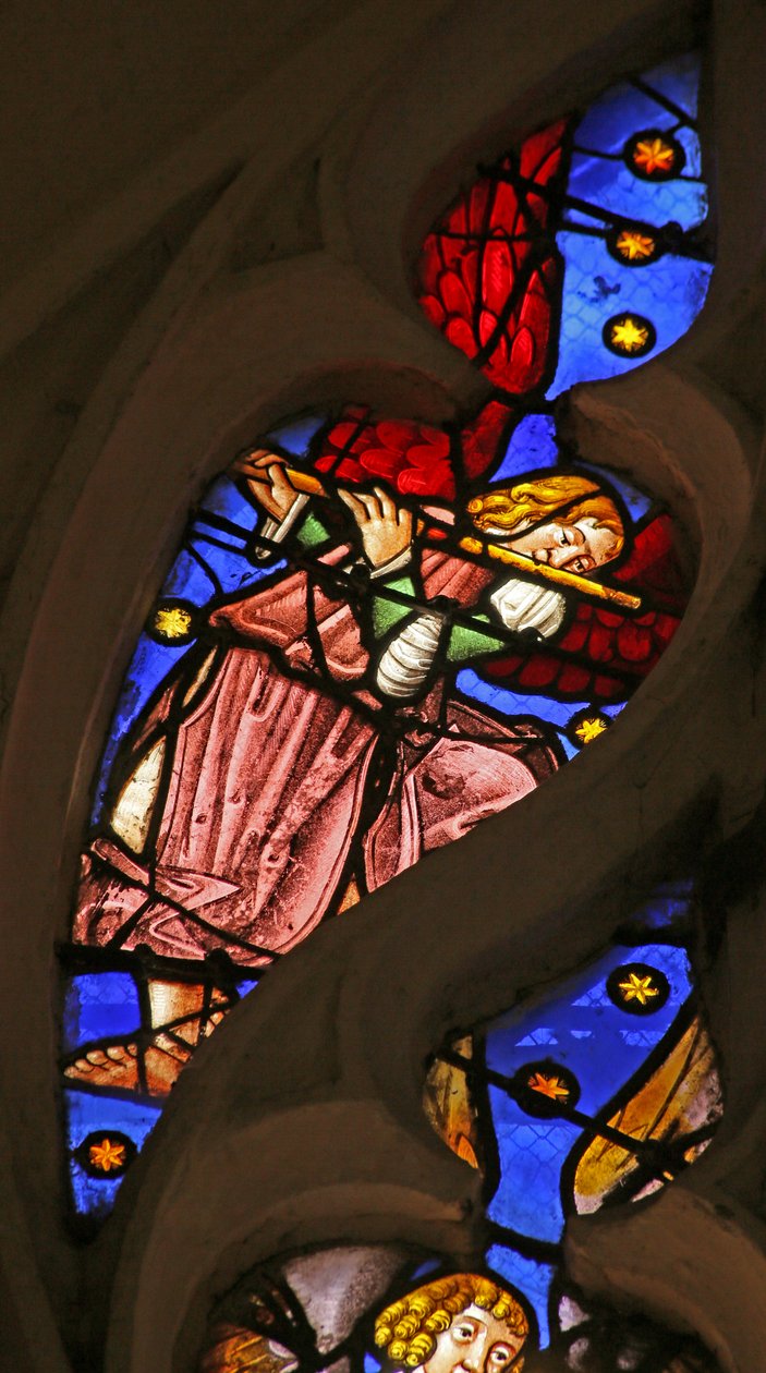 Ange musicien avec flûte - French School