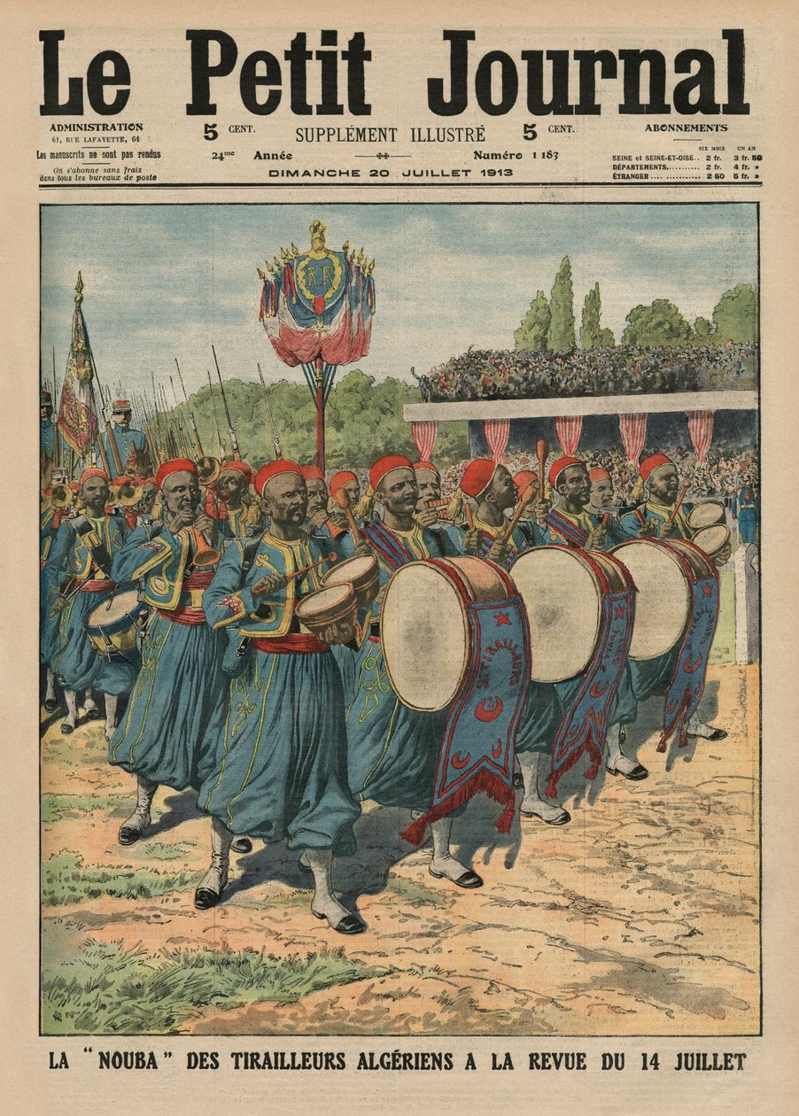 Section musicale des fantassins algériens défilant à la revue du 14 juillet, illustration de couverture de 