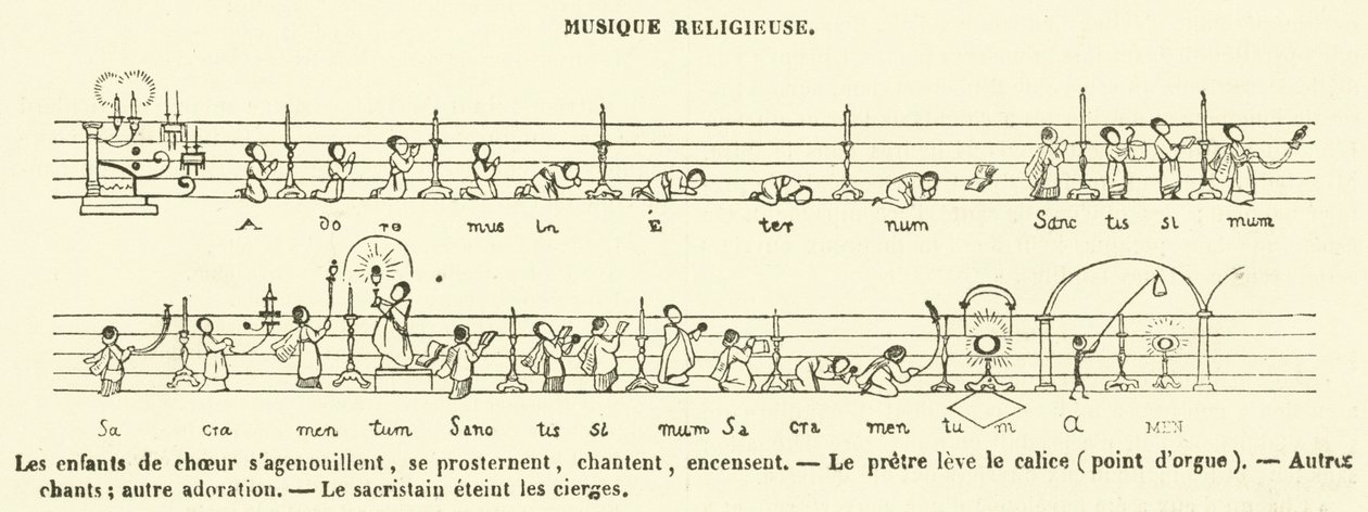 Musique Religieuse (engraving) - French School