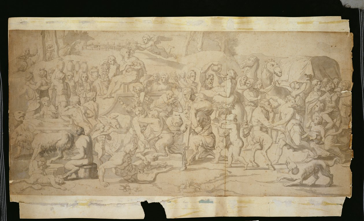 Scène mythologique avec satyres - French School