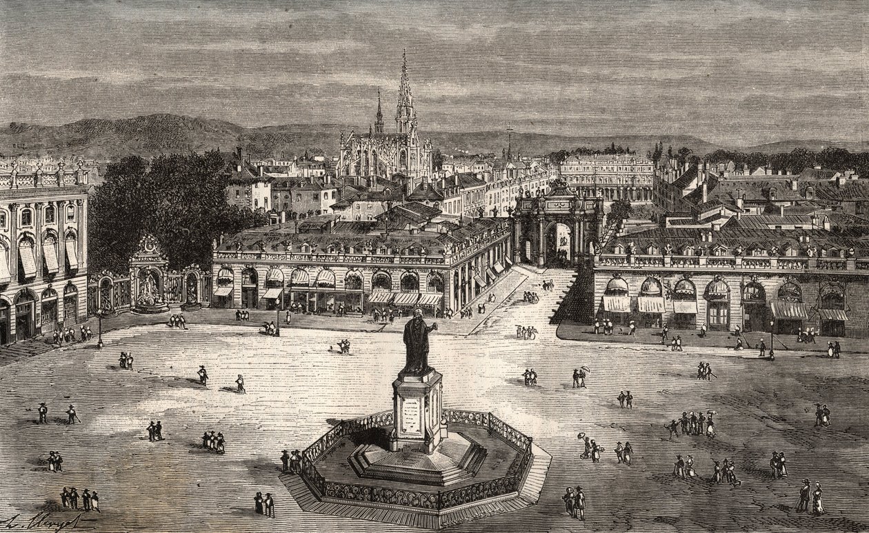 Nancy - Meurthe-et-Moselle - gravure dans « La France illustrée : géographie, histoire, administration statistique » par V.A. Malt-Brown. 1884 - French School