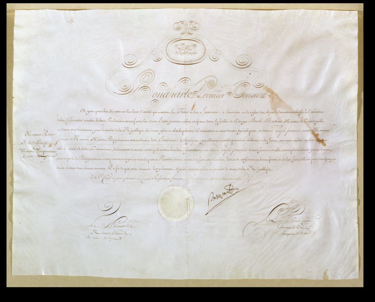 Autorisation de Napoléon Bonaparte (1769-1821) pour l