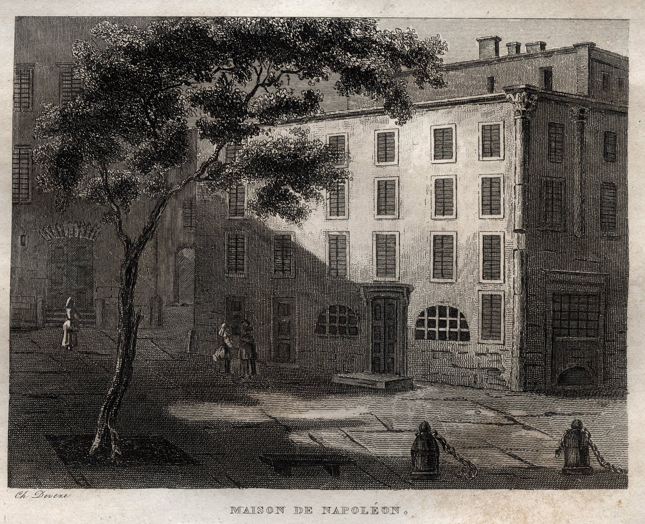Maison natale de Napoléon Bonaparte à Ajaccio (Corse) - Gravure de « L