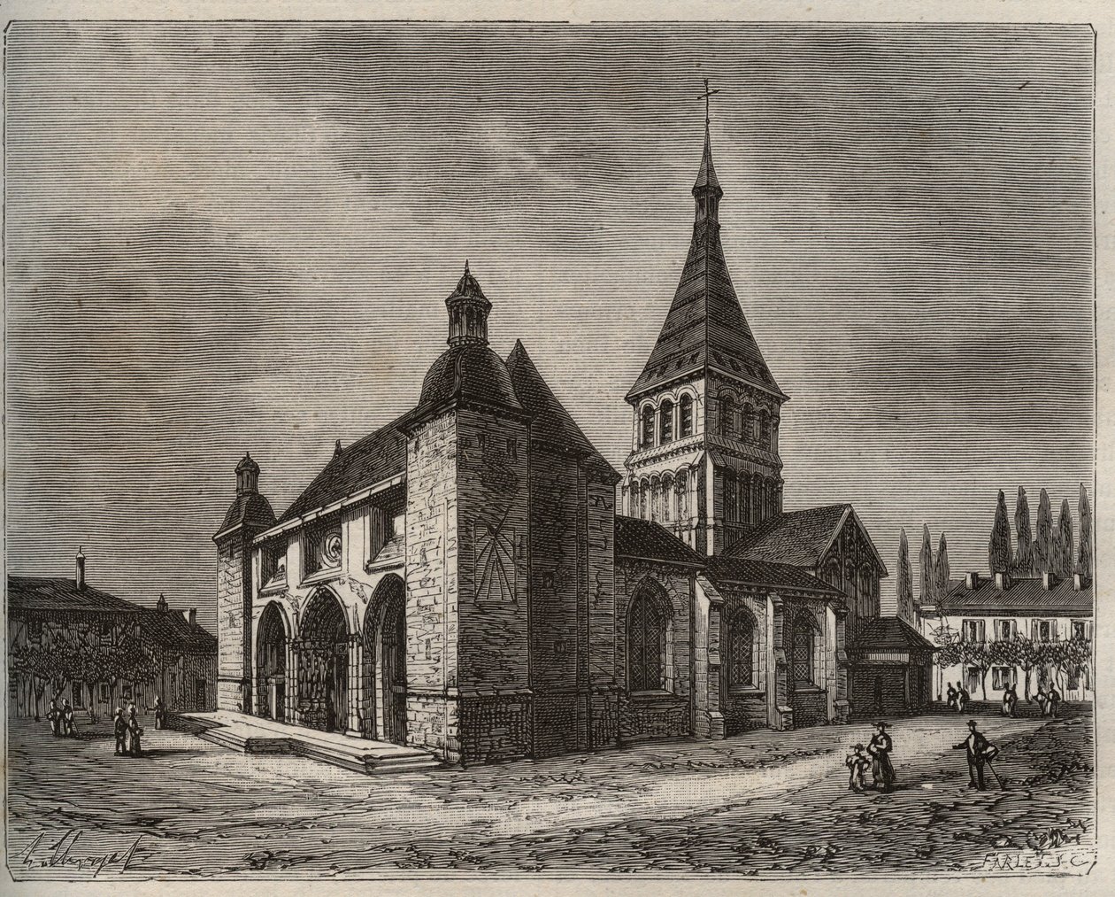 Notre Dame de Wassy - Haute-Marne en région Champagne-Ardenne - gravure dans «La France illustrée: géographie, histoire, administration statistique» par V.-A. Malt-Brown. 1884 - French School