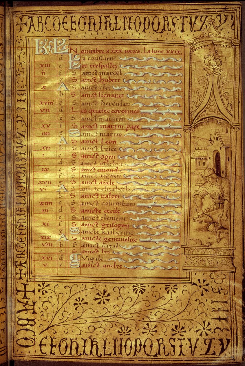 Page de calendrier de novembre : représentation d