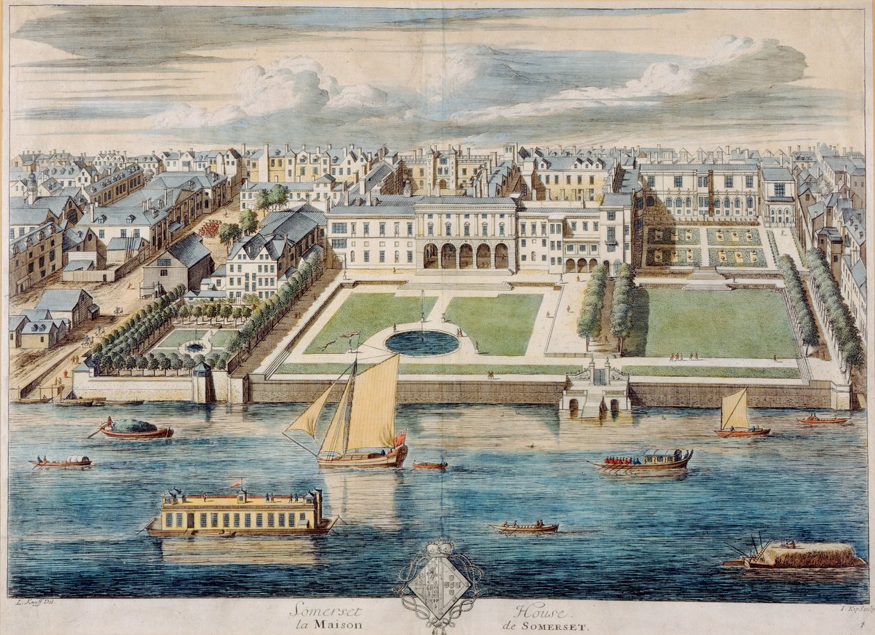 Ancien Somerset House sur le Strand, gravé par Jean Benoit Winckler - French School