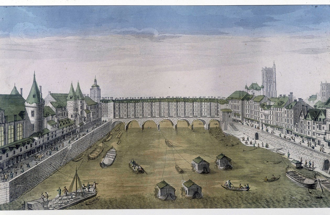 Vue optique de Paris : Le Pont au Change. sd. v. 1800, ville de Paris. - French School