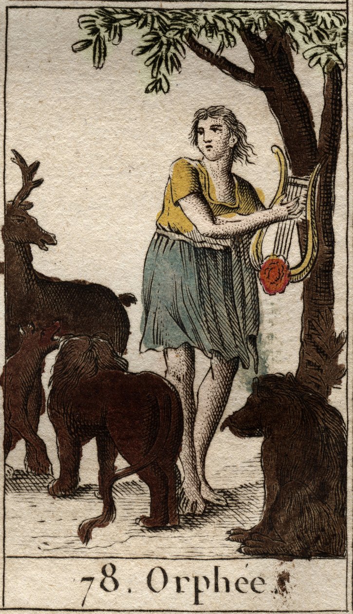 Orphée charme les animaux sauvages en jouant de sa lyre. De « Mythologie de la jeunesse » par Pierre Blanchard 1803 - French School