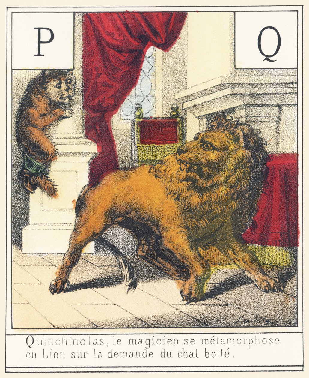 P Q : Quinchinolas, le magicien se métamorphose en Lion à la demande du chat botté - French School