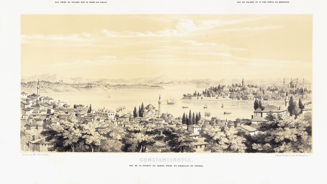 Panorama de Constantinople, avec deux vues de Buyukdere - French School