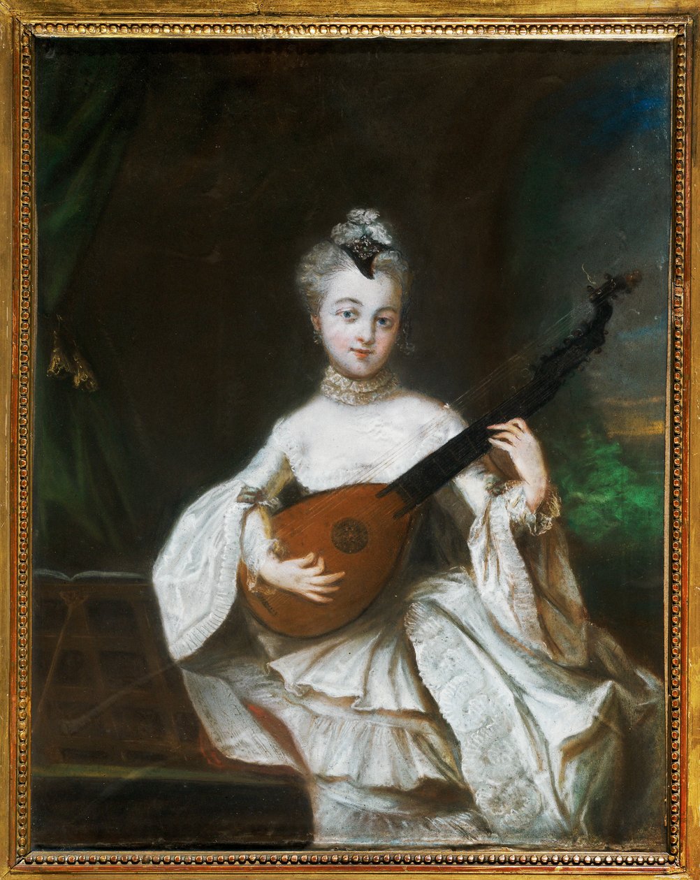 Pesne, Antoine Dame à la guitare (parchemin) - French School
