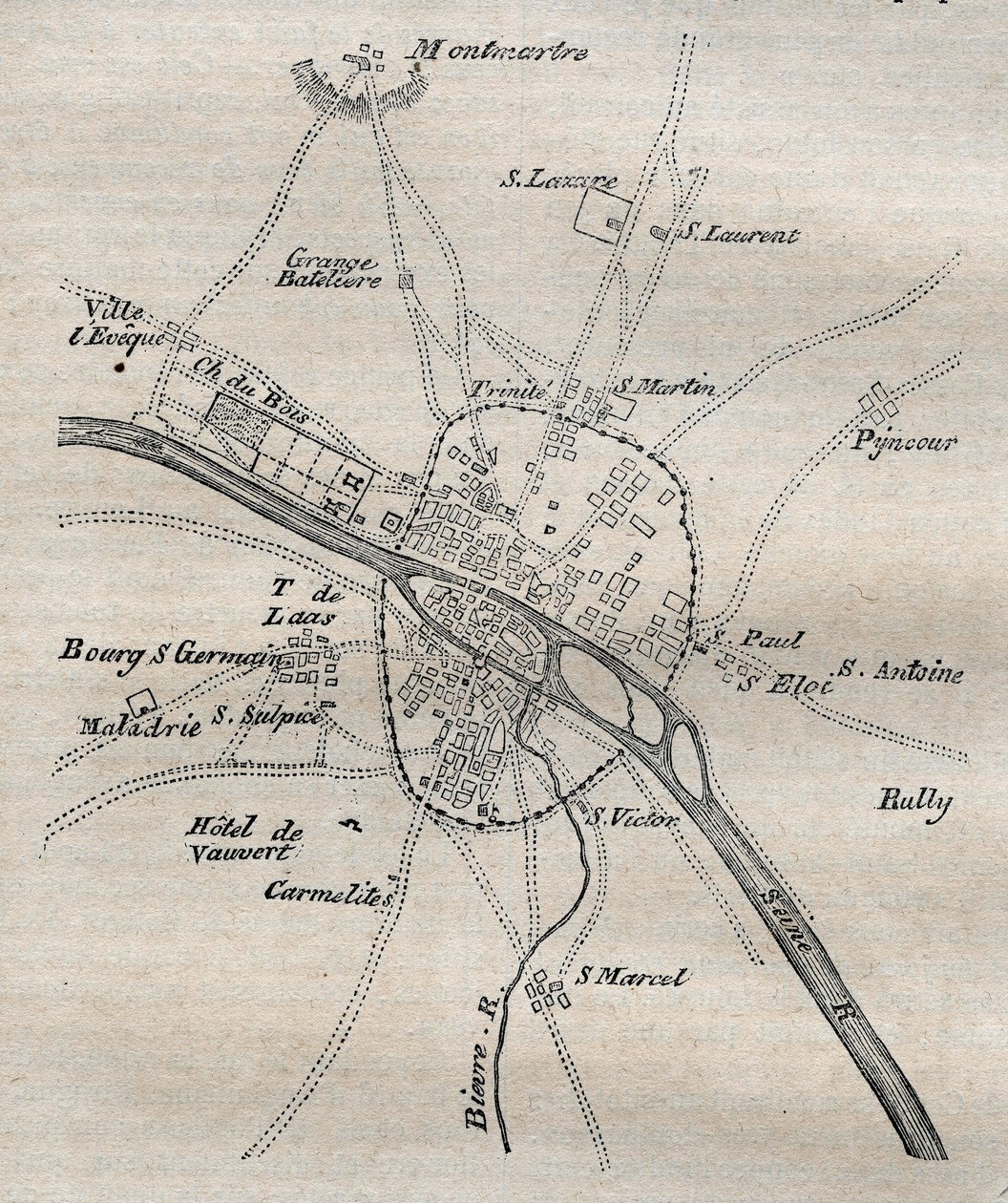 Plan de Paris sous Philippe Auguste - French School