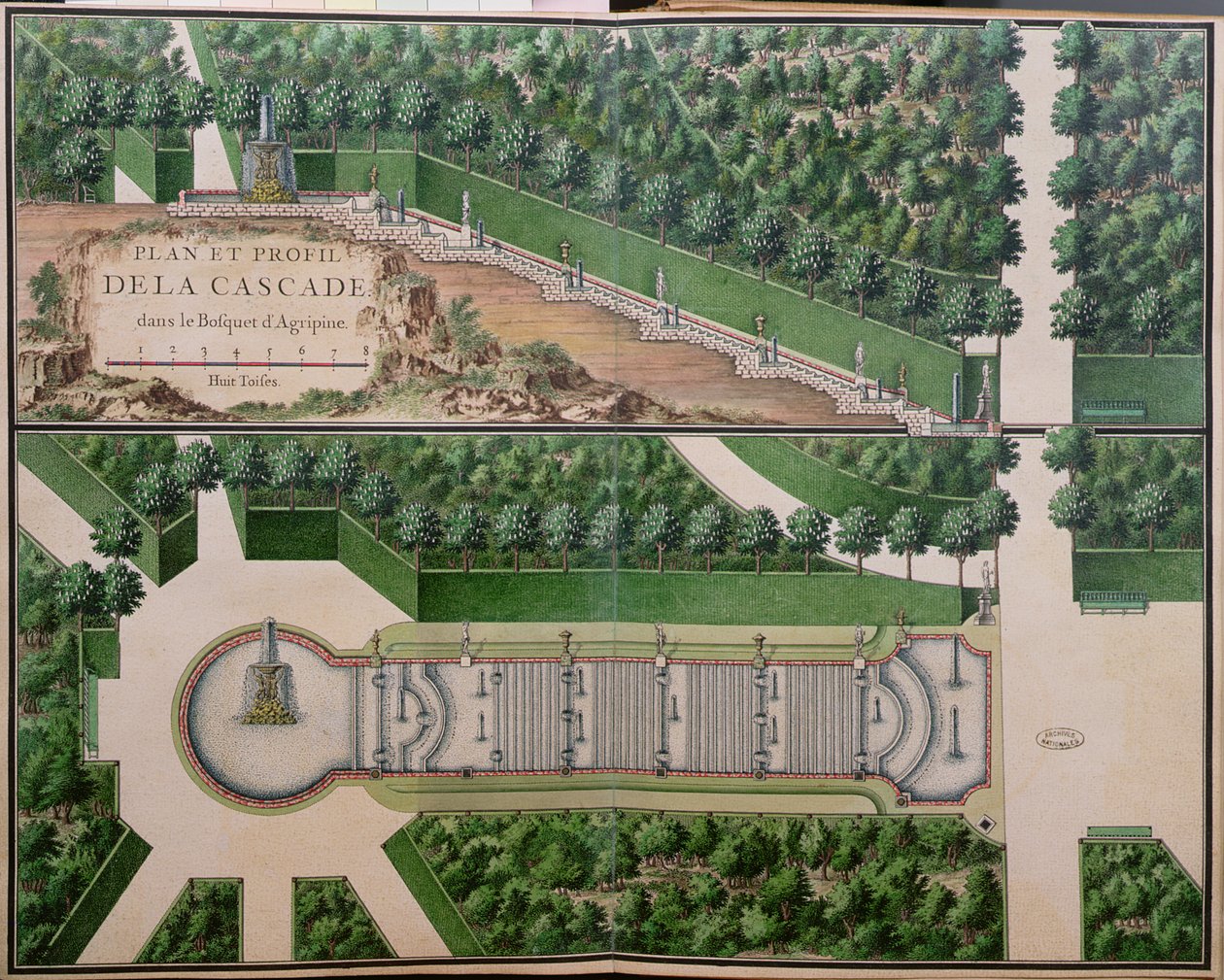 Plan de la Cascade dans le Bosquet d
