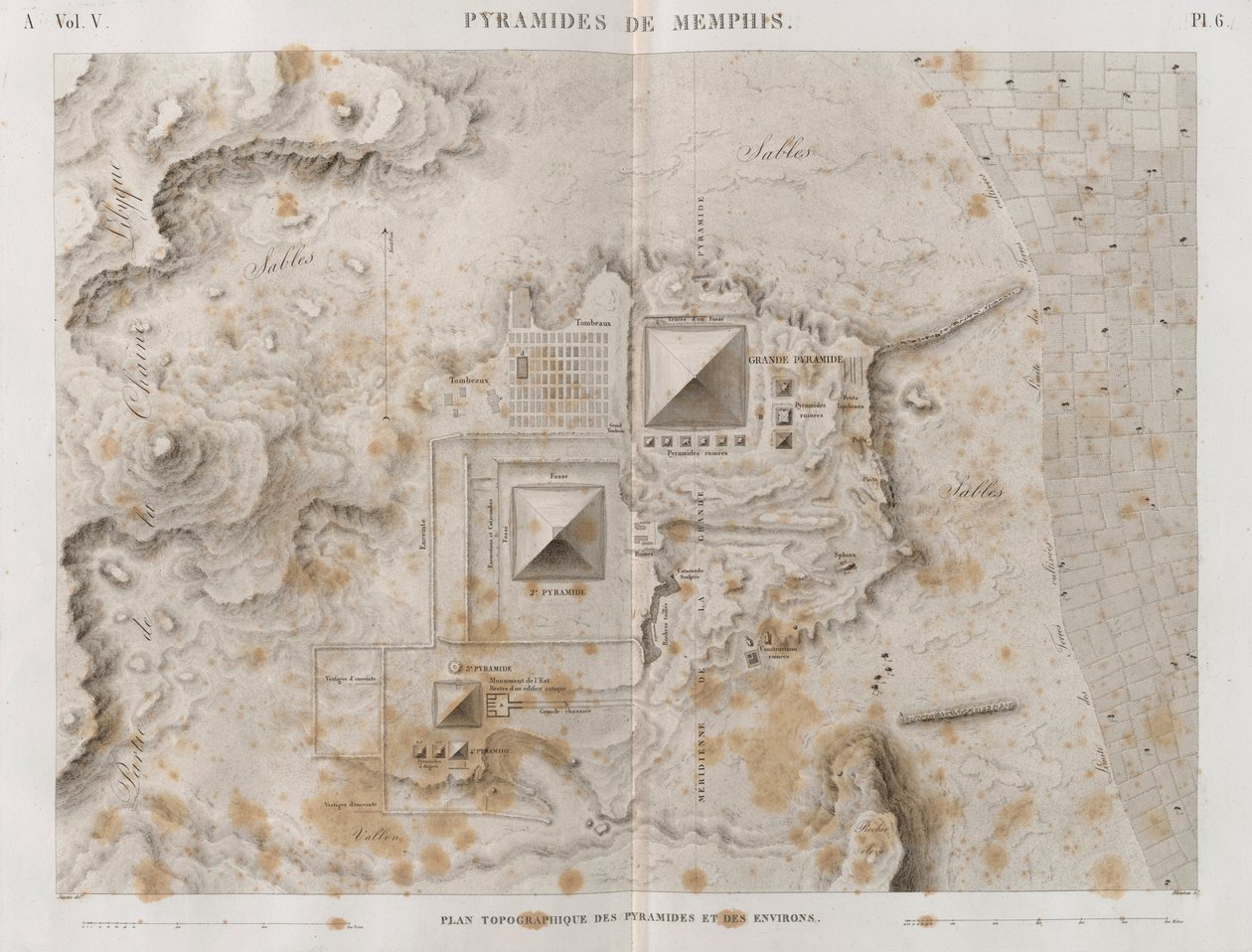 Plan des pyramides de Memphis et de la région environnante - French School