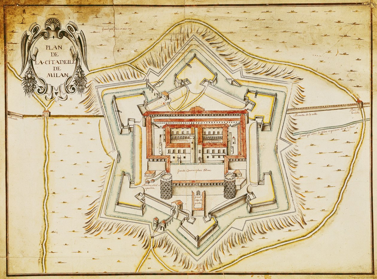 Plan de la citadelle de Milan - French School