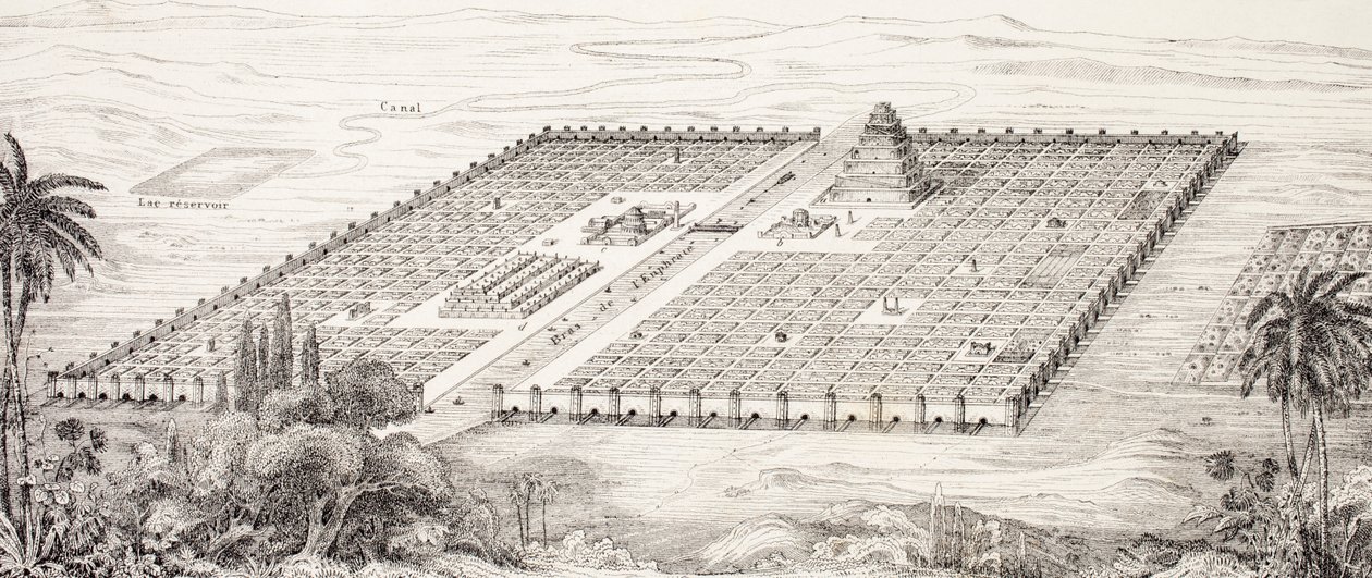 Plan de la ville de Babylone, Mésopotamie, vers le 5ème siècle avant J.-C. selon une description donnée par Hérodote, de L