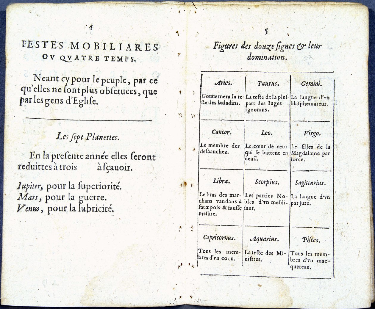 Planètes et signes astrologiques traités avec humour - dans "Almanach pour le temps passé", par Jean Guerin - French School