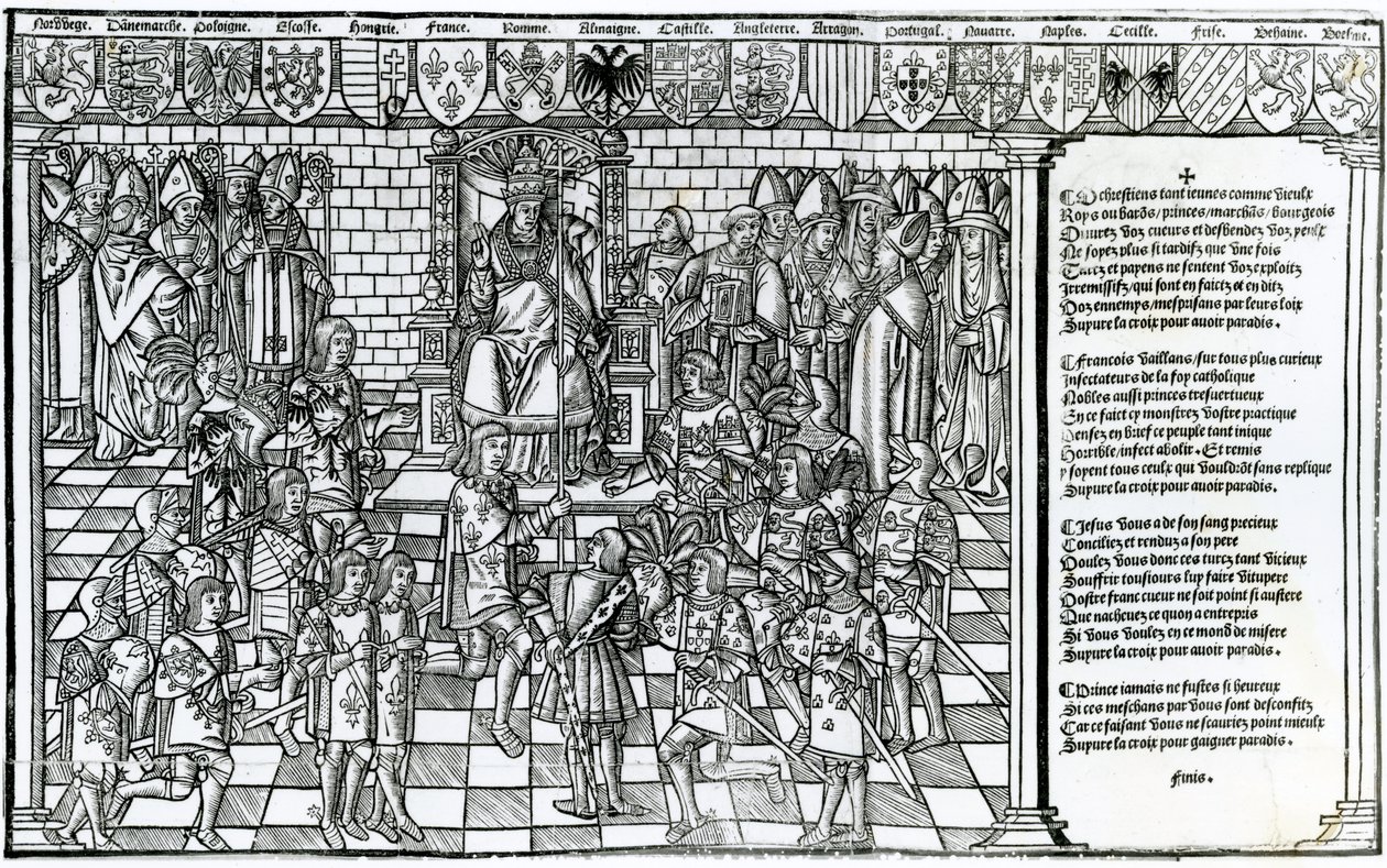 Le pape Urbain II présidant le Concile de Clermont en 1095 - French School