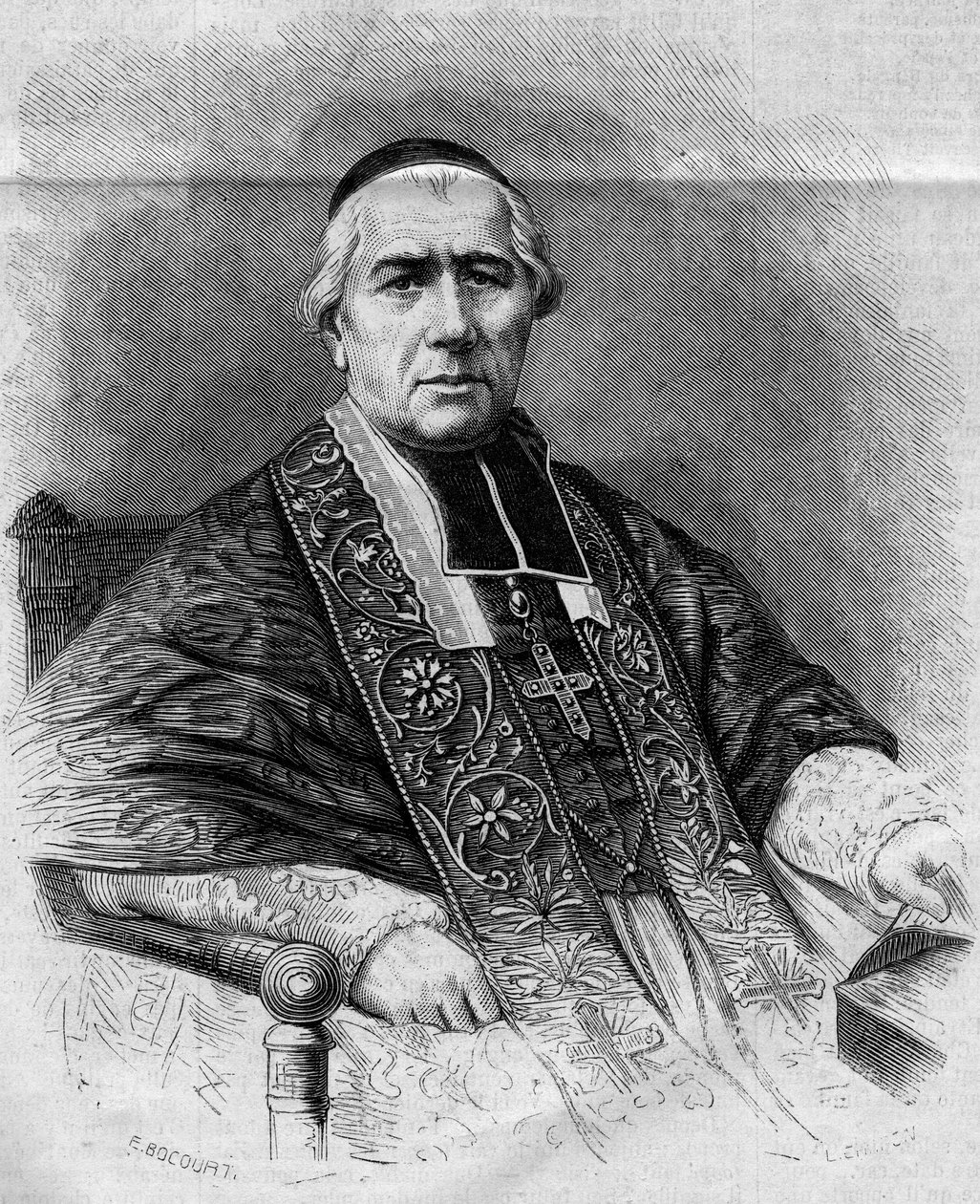 Portrait de François Nicolas Madeleine Morlot (1795-1862), archevêque de Paris. Gravure dans « Le Monde Illustré » n°299 du 3 janvier 1863. - French School