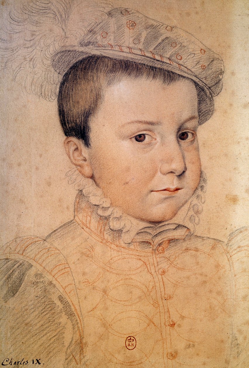 Portrait de Charles IX enfant (1550-1574). Dessin anonyme de l