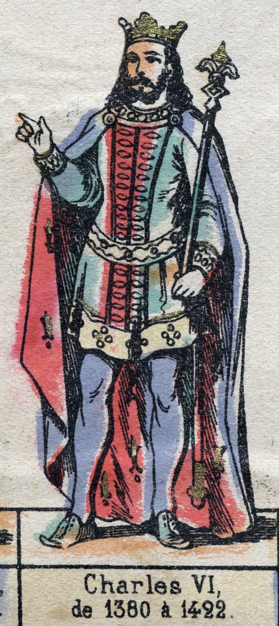 Portrait de Charles VI de France, dit Charles le Bien-Aimé (1368-1422) (dynastie des Capétiens). Illustration fin 19e siècle. - French School