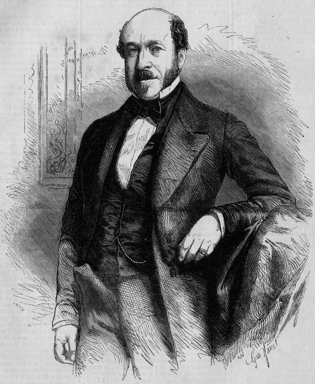 Portrait de Charles de Morny (1811-1866), homme politique français, président du Corps Législatif sous le Second Empire. Gravure dans « Le Monde Illustré » n°33 du 28 novembre 1857. - French School