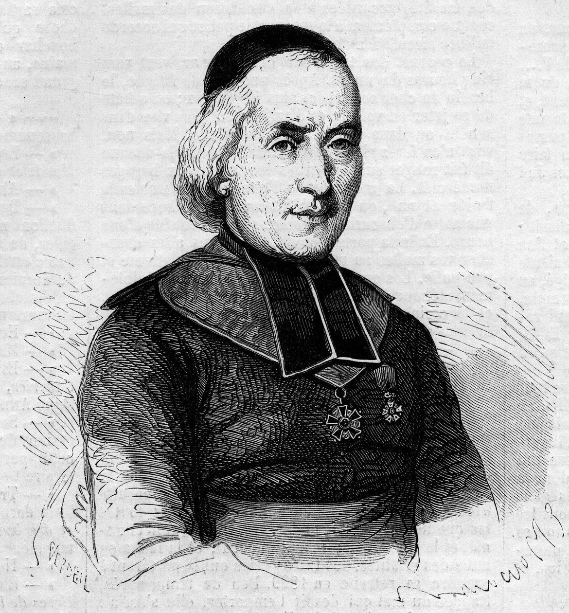 Portrait de François Joseph Le Brotier (1799-1885), évêque de Montpellier. Gravure dans « Le Monde Illustré » n°237 du 26 octobre - French School