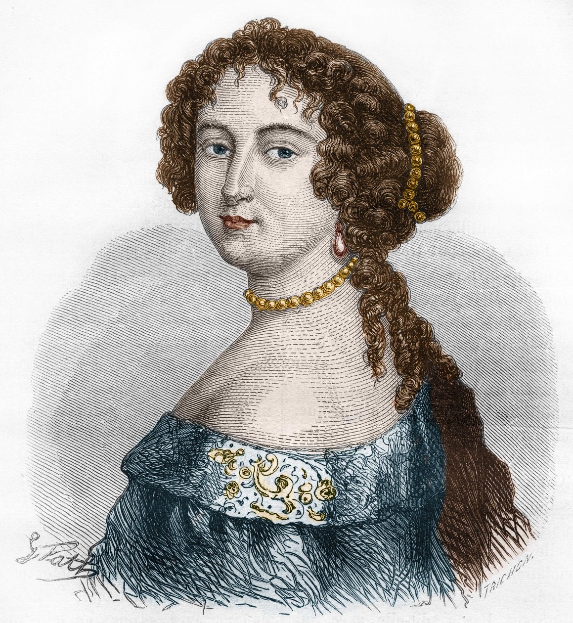 Portrait de Françoise Athénaïs (Françoise-Athénaïs) par Rochechouart Mortemart, Marquise de Montespan (ou Madame de Montespan) (1640-1707). Gravure de 1879. - French School