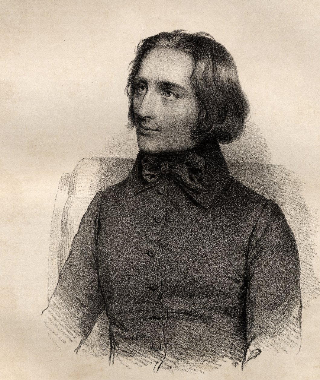 Portrait de Franz Liszt (1811-86) virtuose du piano et compositeur hongrois - French School