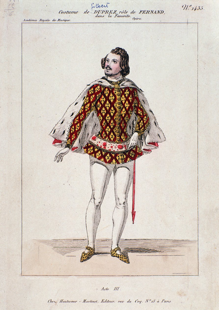 Portrait de Gilbert Duprez, ténor et compositeur français dans "La Favorite" de Gaetano Donizetti - French School